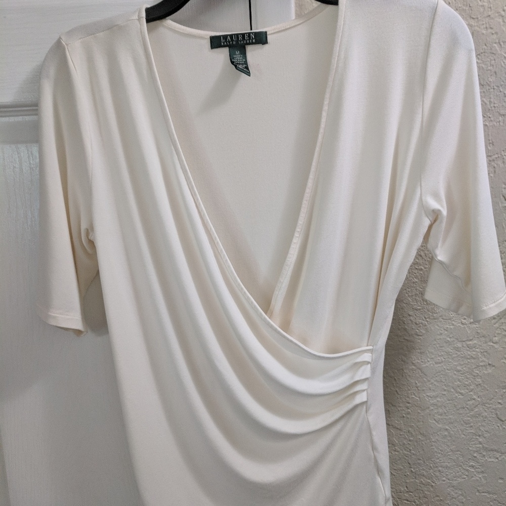 Lauren Ralph Lauren cream colored blouse, size M.